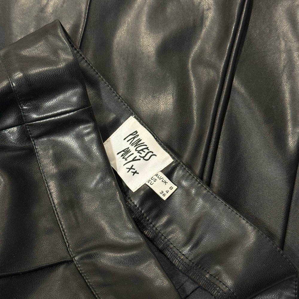 Princess Polly Sleek Black Leather Look Pants